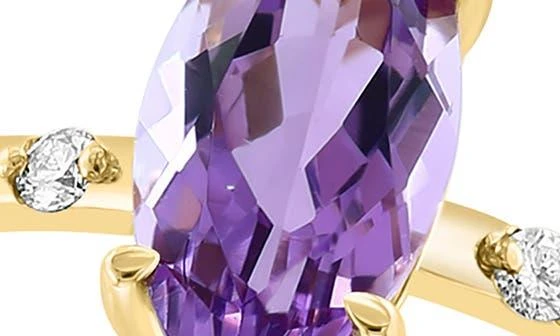 商品Effy|14K Yellow Gold Amethyst & Diamond Ring,价格¥3550,第4张图片详细描述