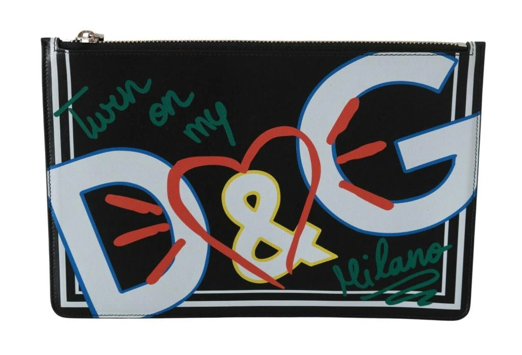 商品Dolce & Gabbana|Dolce & Gabbana Black DG Print Mens Zipper Coin Purse Leather Wallet,价格¥2407,第1张图片