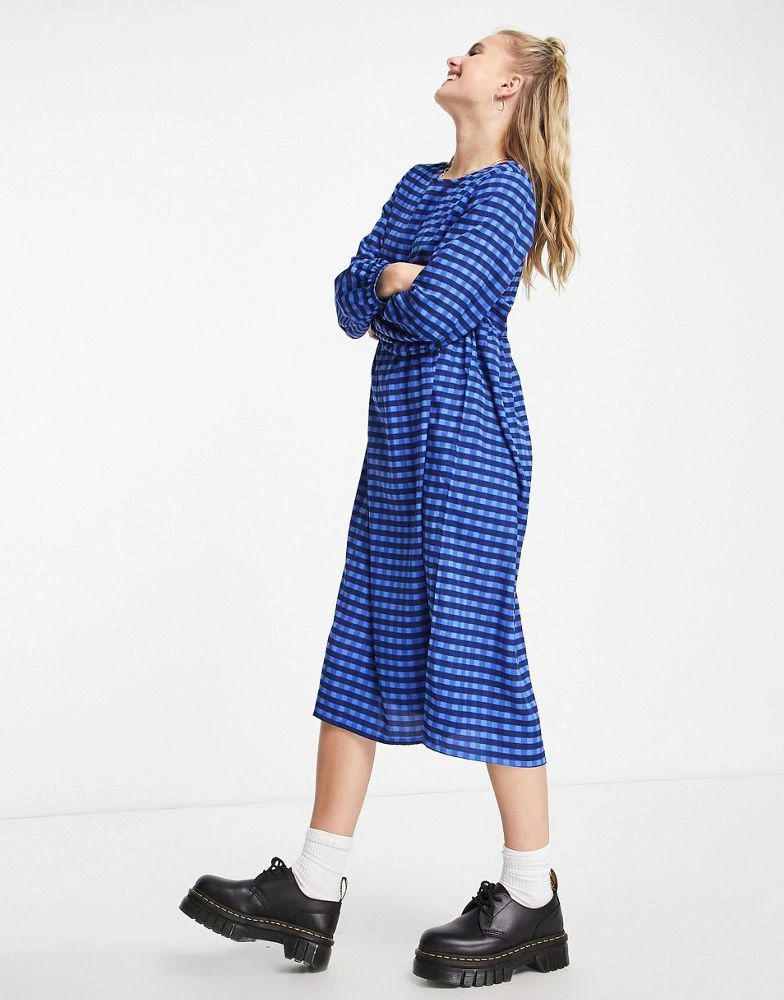 商品Daisy Street|Daisy Street long sleeve smock dress in bright blue check,价格¥152,第1张图片