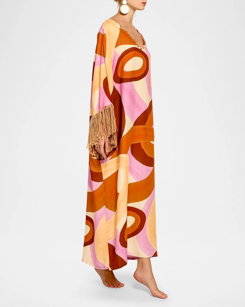 商品THEMIS Z|Terra Geometric-Print Fringe Caftan,价格¥7628,第4张图片详细描述