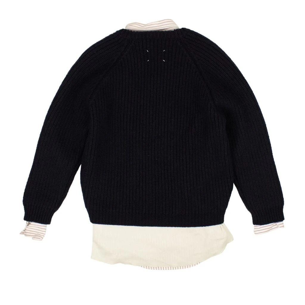 商品MAISON MARGIELA|Navy Cotton Shirt Underlay Sweater,价格¥8715,第3张图片详细描述
