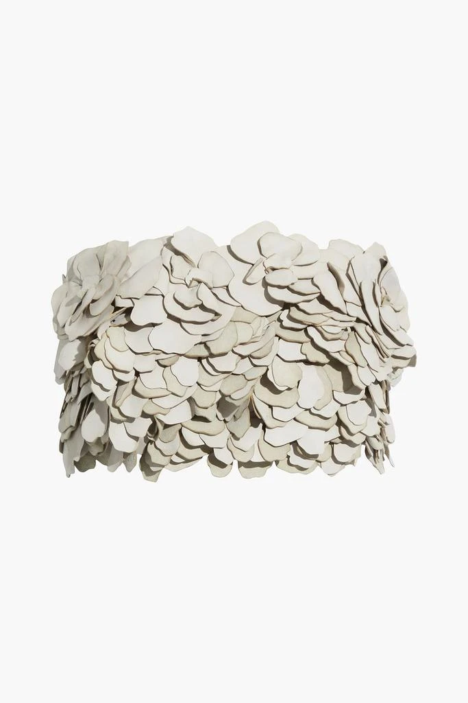 商品Brunello Cucinelli|Strapless floral-appliquéd leather and stretch-cotton jersey top,价格¥5232,第3张图片详细描述