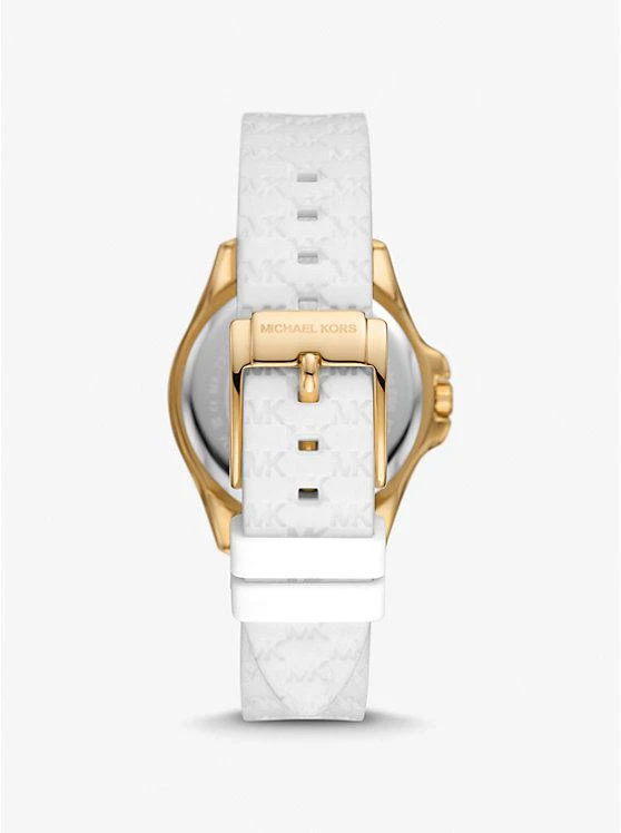 商品Michael Kors|Mini Pilot Pavé Gold-Tone and Logo Silicone Watch,价格¥743,第3张图片详细描述