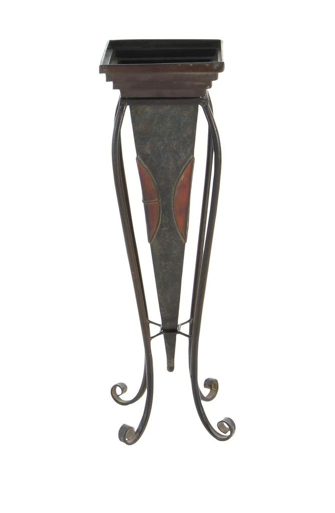 商品WILLOW ROW|Brown Metal Indoor & Outdoor Planter with Scroll Stand - Set of 2,价格¥999,第3张图片详细描述