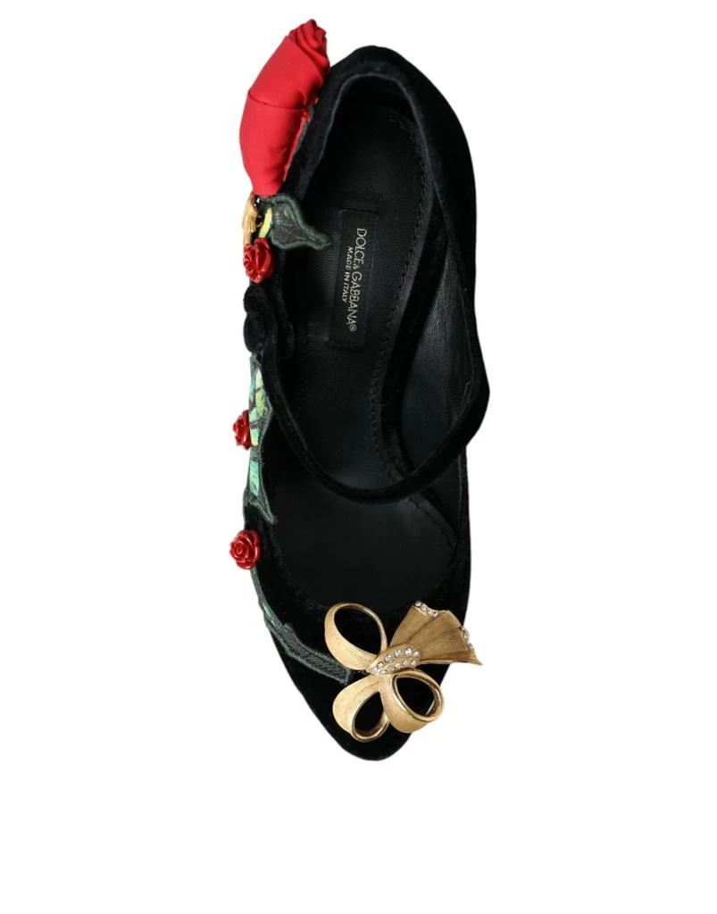 Black Roses Crystal Brooch Mary Jane Shoes 商品