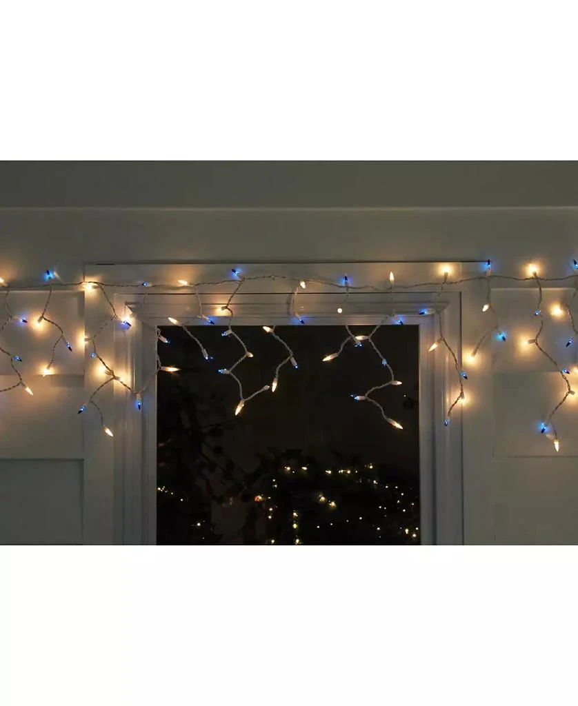 商品Northlight|Set of 50 Blue and Clear Mini Window Curtain Icicle Christmas Lights - White Wire,价格¥150,第2张图片详细描述