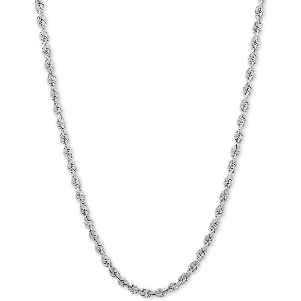24" Rope Chain Necklace (3mm) in 14k White Gold商品第1张图片规格展示