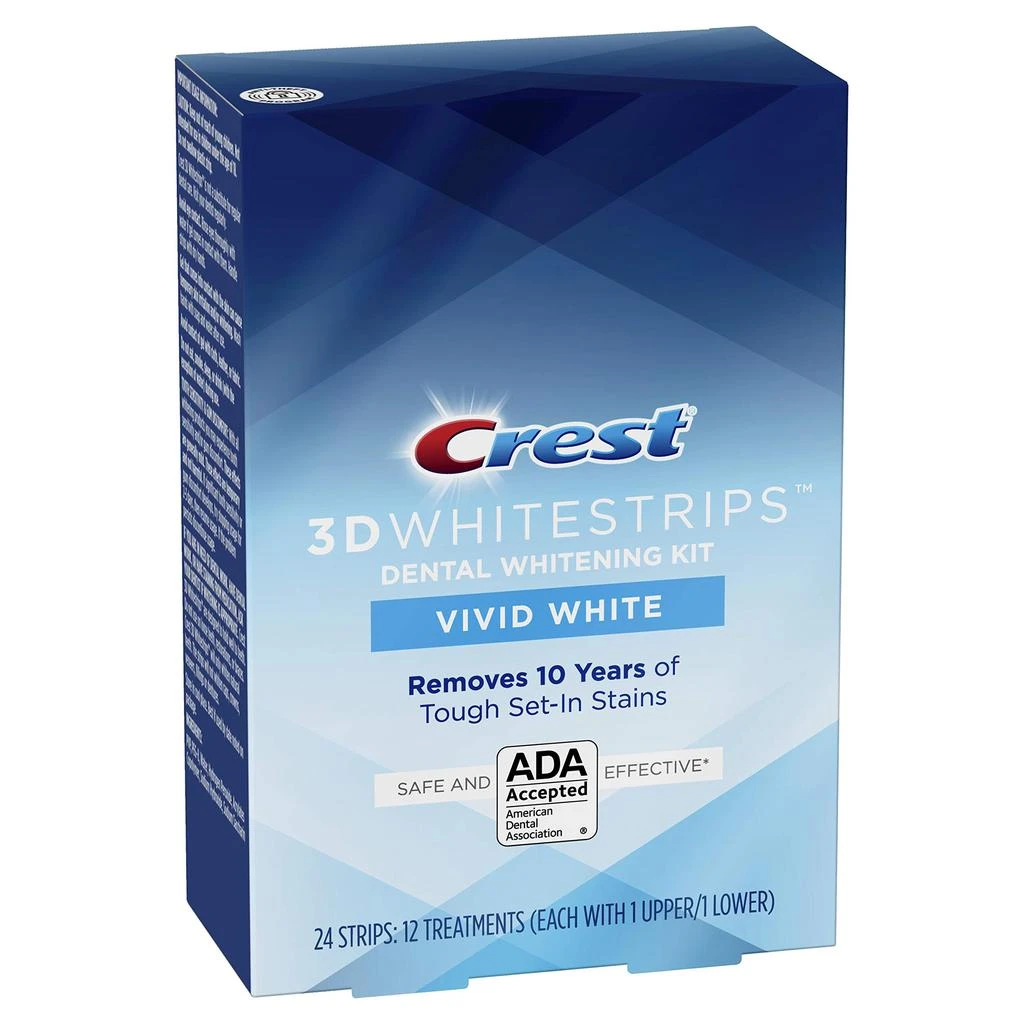 商品Crest|Crest 3D Whitestrips Vivid White Teeth Whitening Kit, 24 Strips, (12 Count Pack),价格¥251,第5张图片详细描述