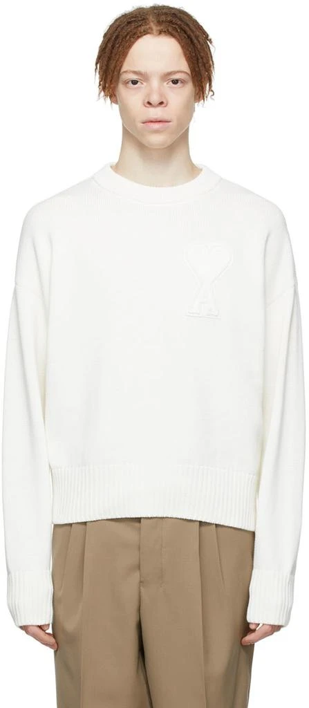 商品AMI|SSENSE Exclusive White Ami de Cœur Sweater,价格¥1061,第1张图片