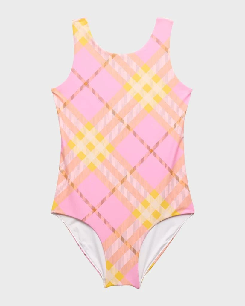 商品Burberry|Girl's Tirza Check-Print One-Piece Swimsuit, Size 4-14,价格¥1398,第1张图片