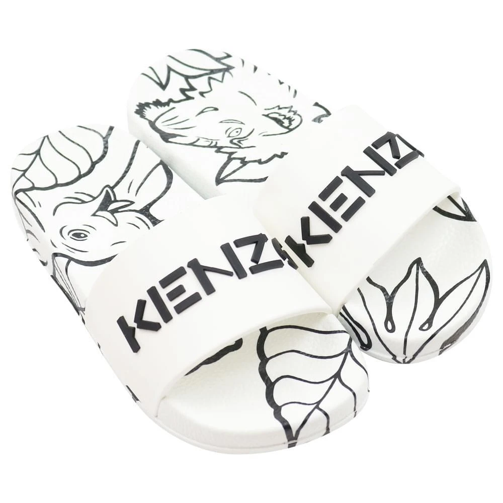 商品Kenzo|White Embossed Logo Sliders,价格¥342,第2张图片详细描述