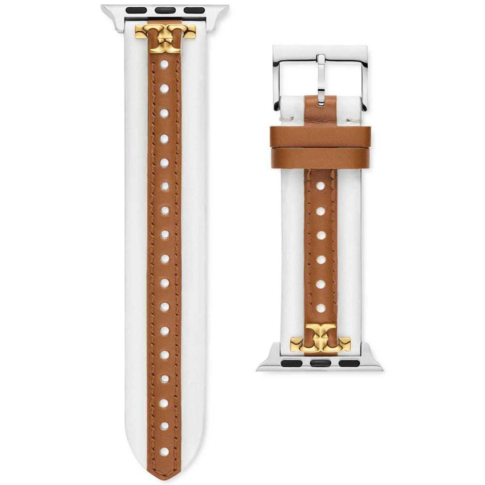 商品Tory Burch|The Kira White & Luggage Leather Strap For Apple Watch® 38mm/40mm/41mm,价格¥846,第1张图片
