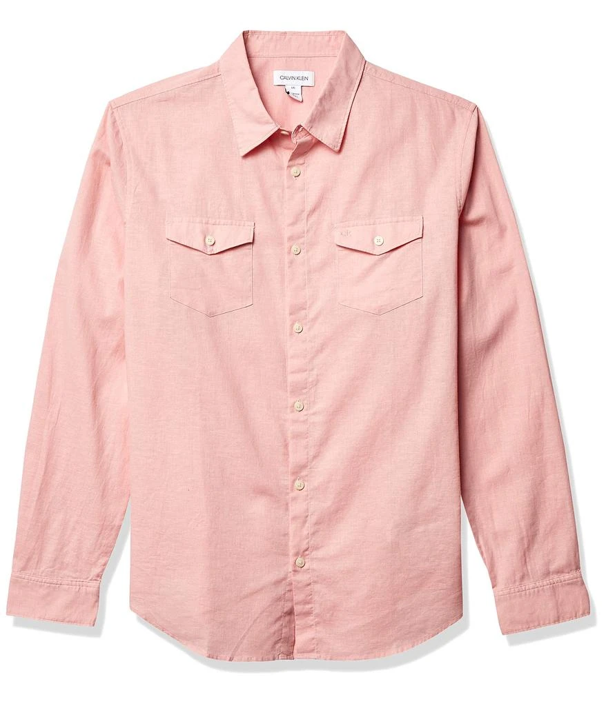 商品Calvin Klein|Long Sleeve Stretch Cotton Linen Button Down Shirt,价格¥595,第1张图片