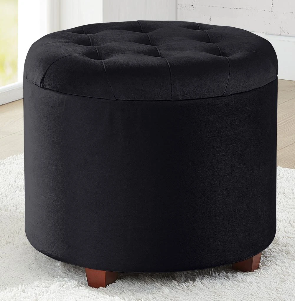 商品Posh Habitat|Donovan Round Tufted Linen Storage Ottoman,价格¥667,第1张图片
