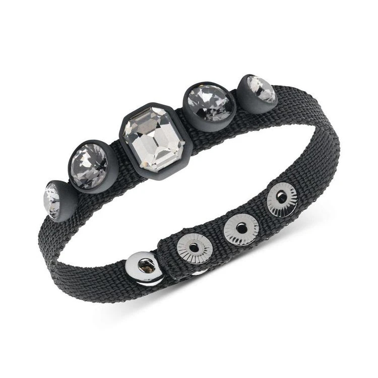 商品DKNY|Hematite-Tone & Black Rubber Stone Nylon Snap Bracelet, Created for Macy's,价格¥100,第1张图片