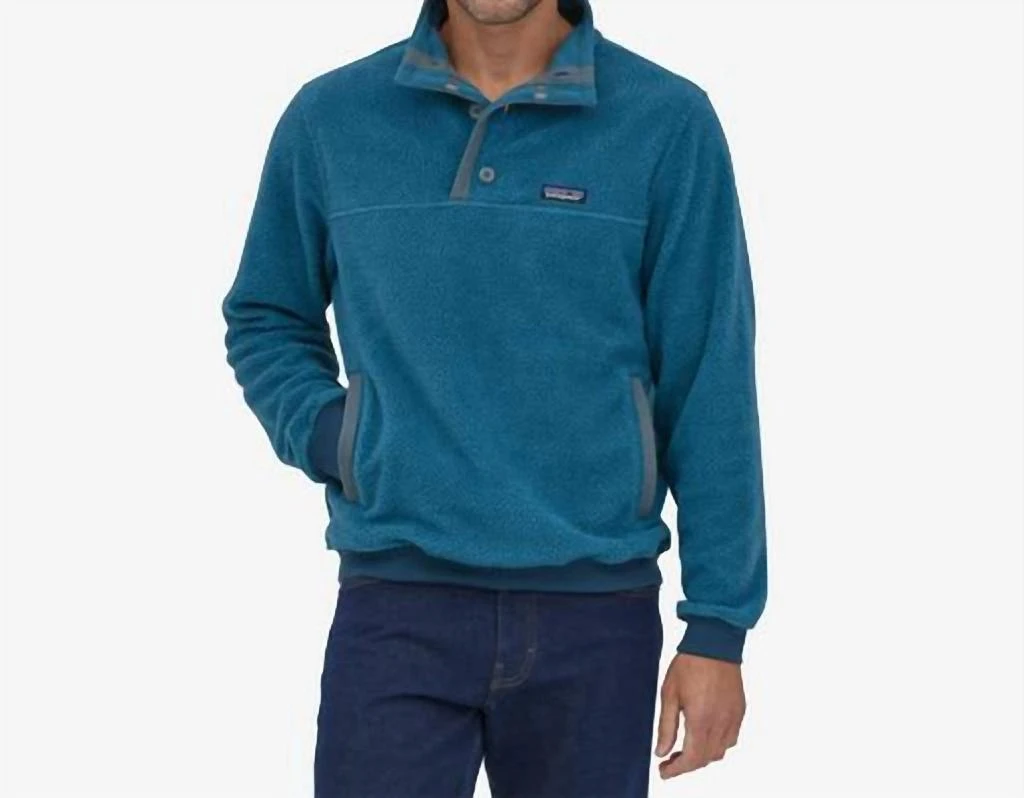 商品Patagonia|Men's Shearling Button Fleece Pullover In Wavy Blue,价格¥793,第1张图片