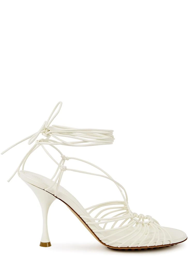 商品Bottega Veneta|Dot 90 white lace-up leather sandals,价格¥3951,第1张图片