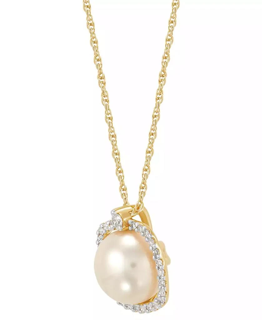 商品Honora|Cultured Freshwater Pearl (8mm) & Diamond (1/10 ct. t.w.) Halo 18" Pendant Necklace in 14k Gold,价格¥1589,第3张图片详细描述