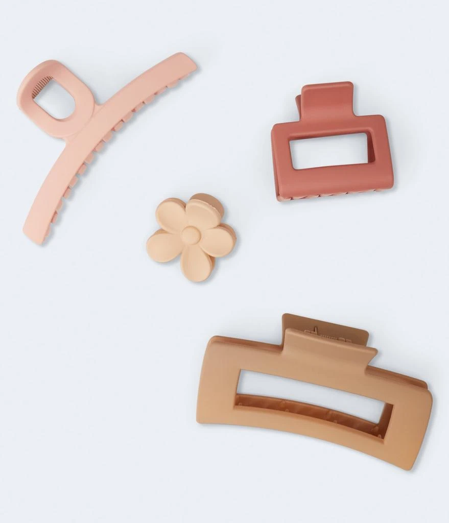 商品Aeropostale|Aeropostale Neutral Matte Claw Hair Clip 4-Pack,价格¥74,第1张图片