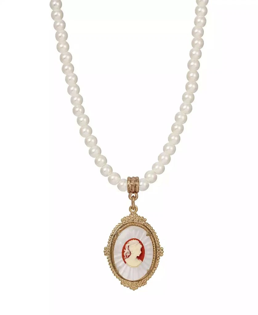 商品2028|Acrylic Imitation Pearl Glass Cameo Pendant Necklace,价格¥344,第1张图片