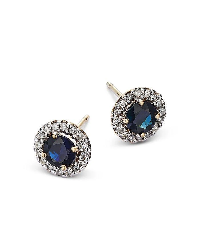 商品Moon & Meadow|14K Yellow Gold Sapphire & Diamond Stud Earrings,价格¥3370,第3张图片详细描述