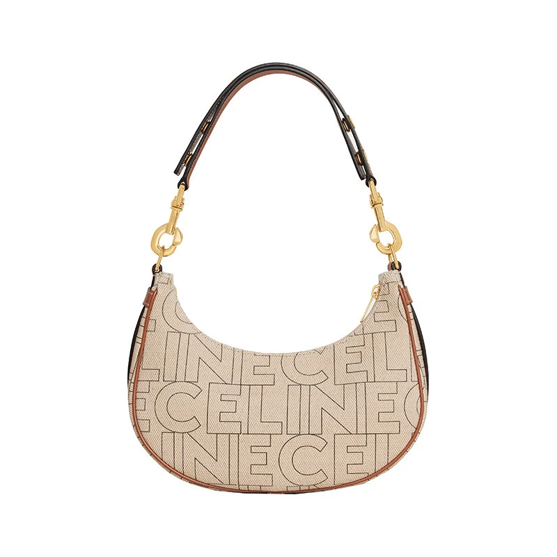 商品Celine|【预售3-7天】赛琳 23春夏新款 女士中号自然色/棕褐色织物配皮通体印花单肩手提包196922ERK.02NT,价格¥12705,第5张图片详细描述