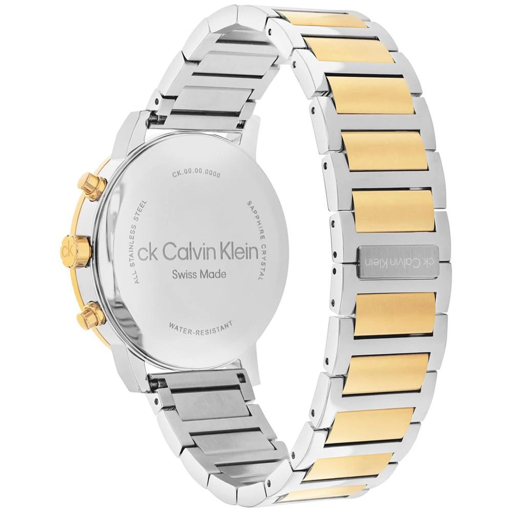 商品Calvin Klein|Men's Swiss Chronograph Gauge Two-Tone Stainless Steel Bracelet Watch 42mm,价格¥2704,第3张图片详细描述