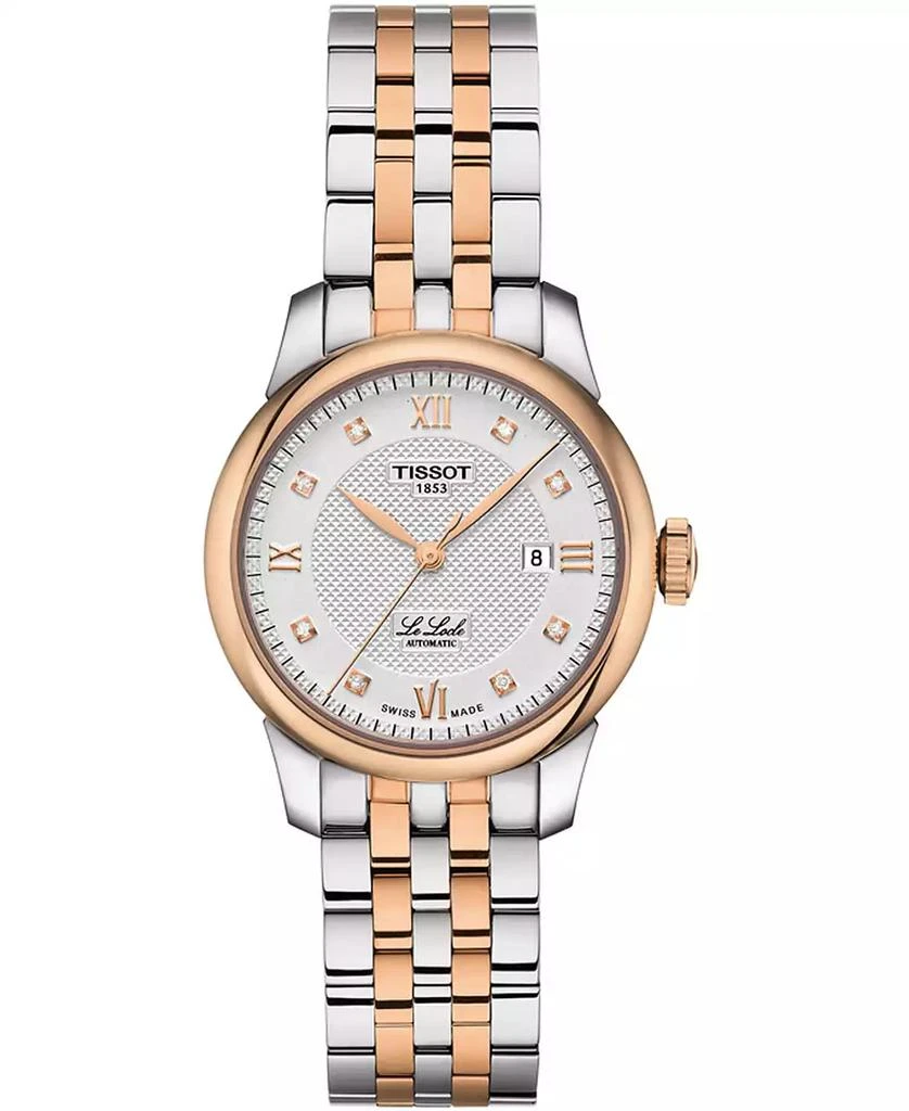 商品Tissot|Women's Swiss Le Locle Automatic Lady Diamond Accent Two-Tone Stainless Steel Bracelet Watch 29mm,价格¥6247,第1张图片