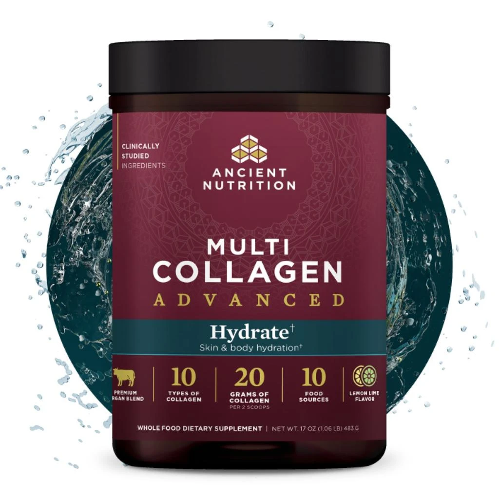 商品Ancient Nutrition|Multi Collagen Advanced Hydrate Spring '24 Postcard | Powder Lemon Lime (30 Servings),价格¥420,第1张图片