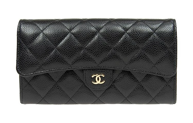 商品[国内直发] Chanel|香奈儿 23P 经典长款 颗粒压花小牛皮配金属 卡包钱包 女款 黑色,价格¥15378,第1张图片