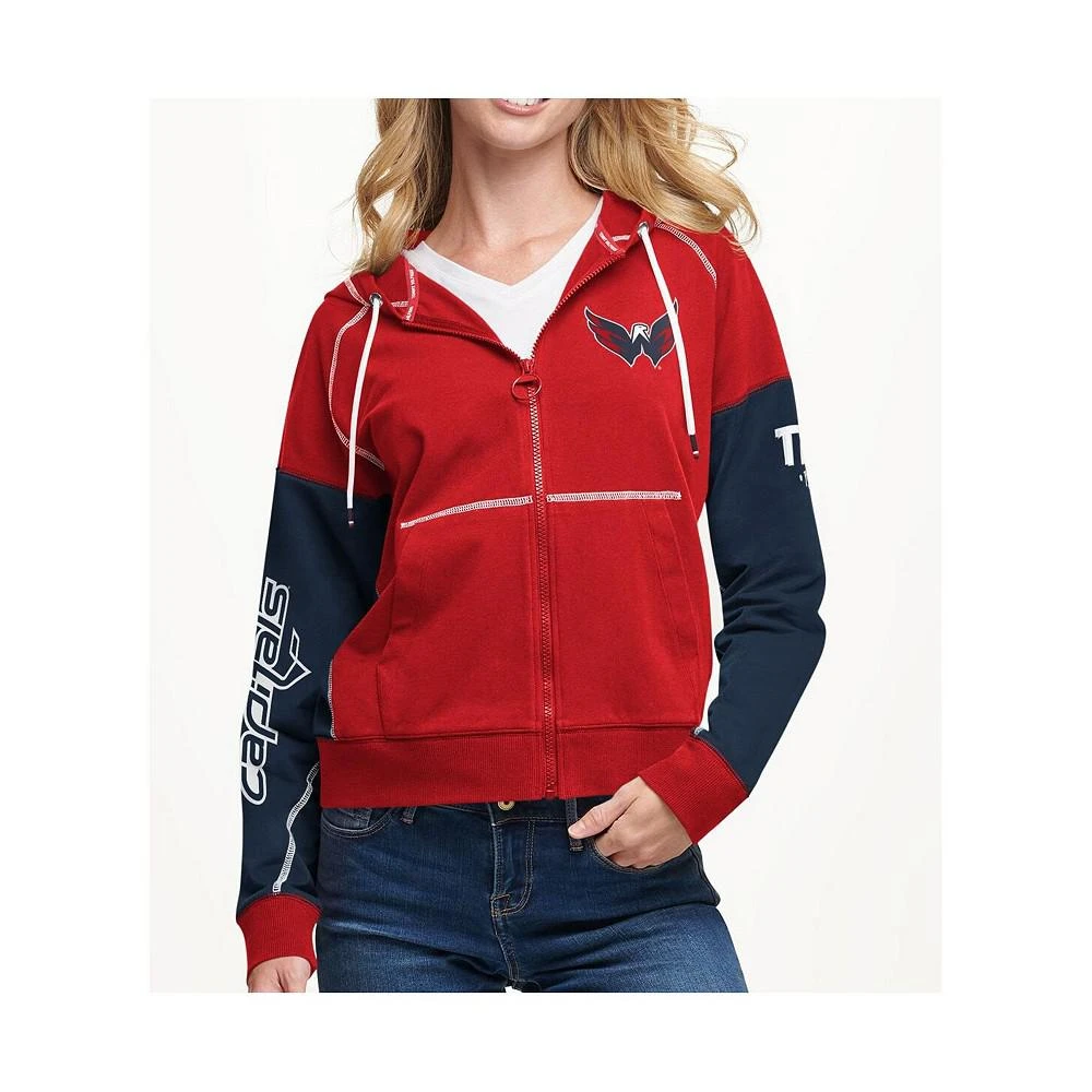 商品Tommy Hilfiger|Women's Red, Navy Washington Capitals Raglan Full-Zip Hoodie,价格¥603,第4张图片详细描述