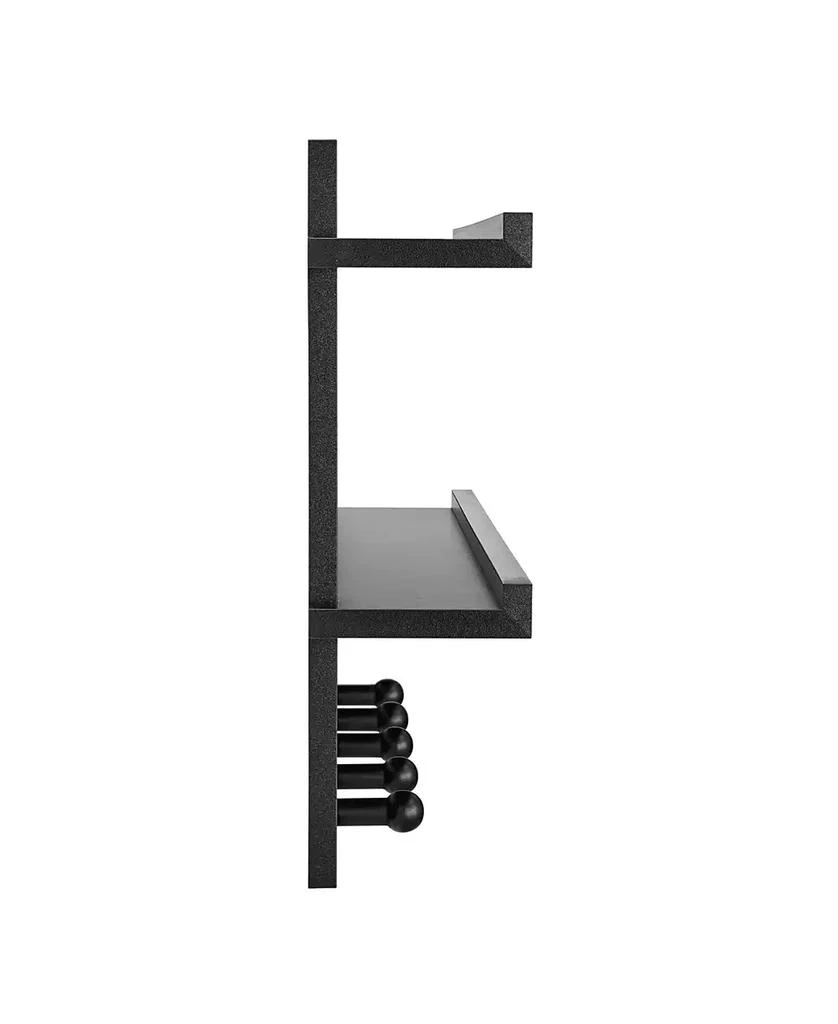 商品Danya B|2-Tier Ledge Wall Shelf organizer with Five Hanging Coat or towel Hooks, Perfect For Entryway or Bathroom,价格¥249,第3张图片详细描述