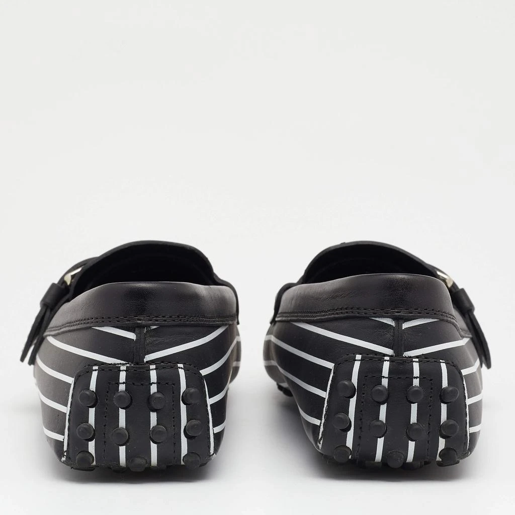 商品[二手商品] Tod's|Tod's Black/White Striped Leather Embellished Slip On Loafers Size 38,价格¥859,第5张图片详细描述