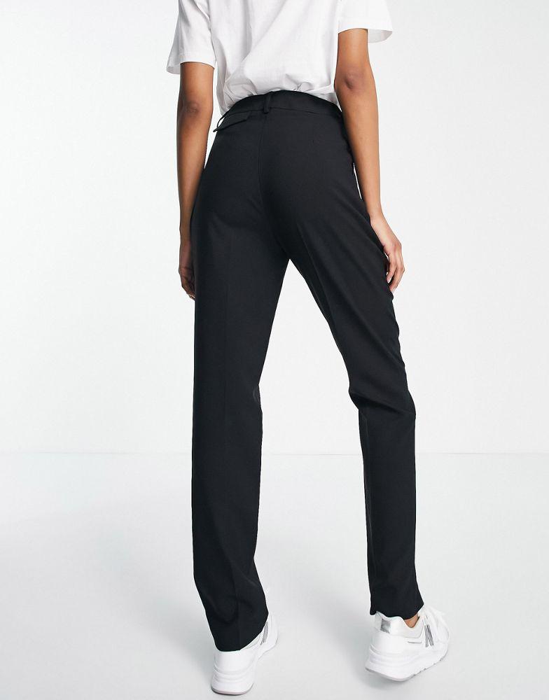 Topshop Tall pleat detail peg leg trouser in black商品第2张图片规格展示