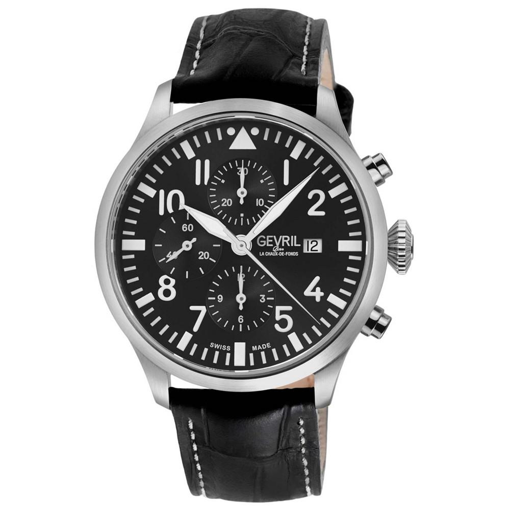 Men's Vaughn Swiss Automatic Black Italian Leather Strap Watch商品第1张图片规格展示