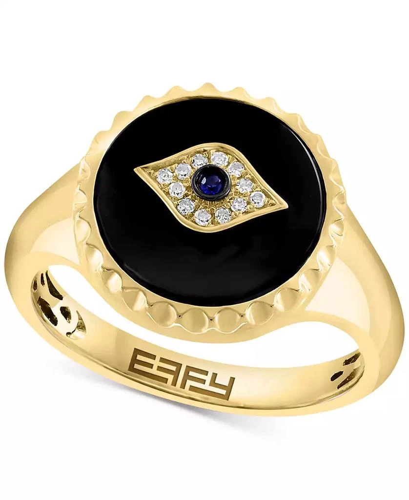 商品Effy|EFFY® Onyx, Sapphire (1/20 ct. t.w.) & Diamond Accent Evil Eye Ring in 14k Gold,价格¥6574,第1张图片