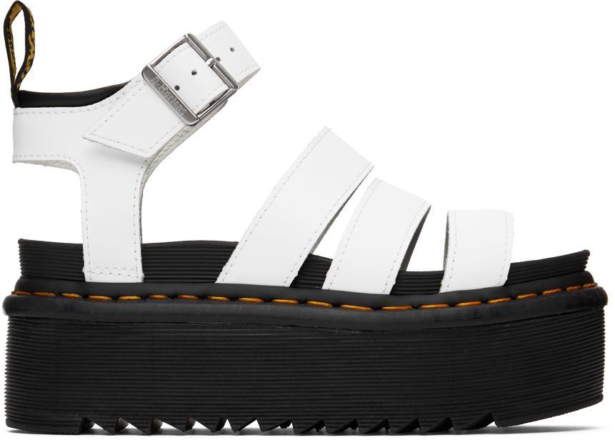 商品Dr. Martens|White Blaire Quad Platform Sandals,价格¥889,第1张图片