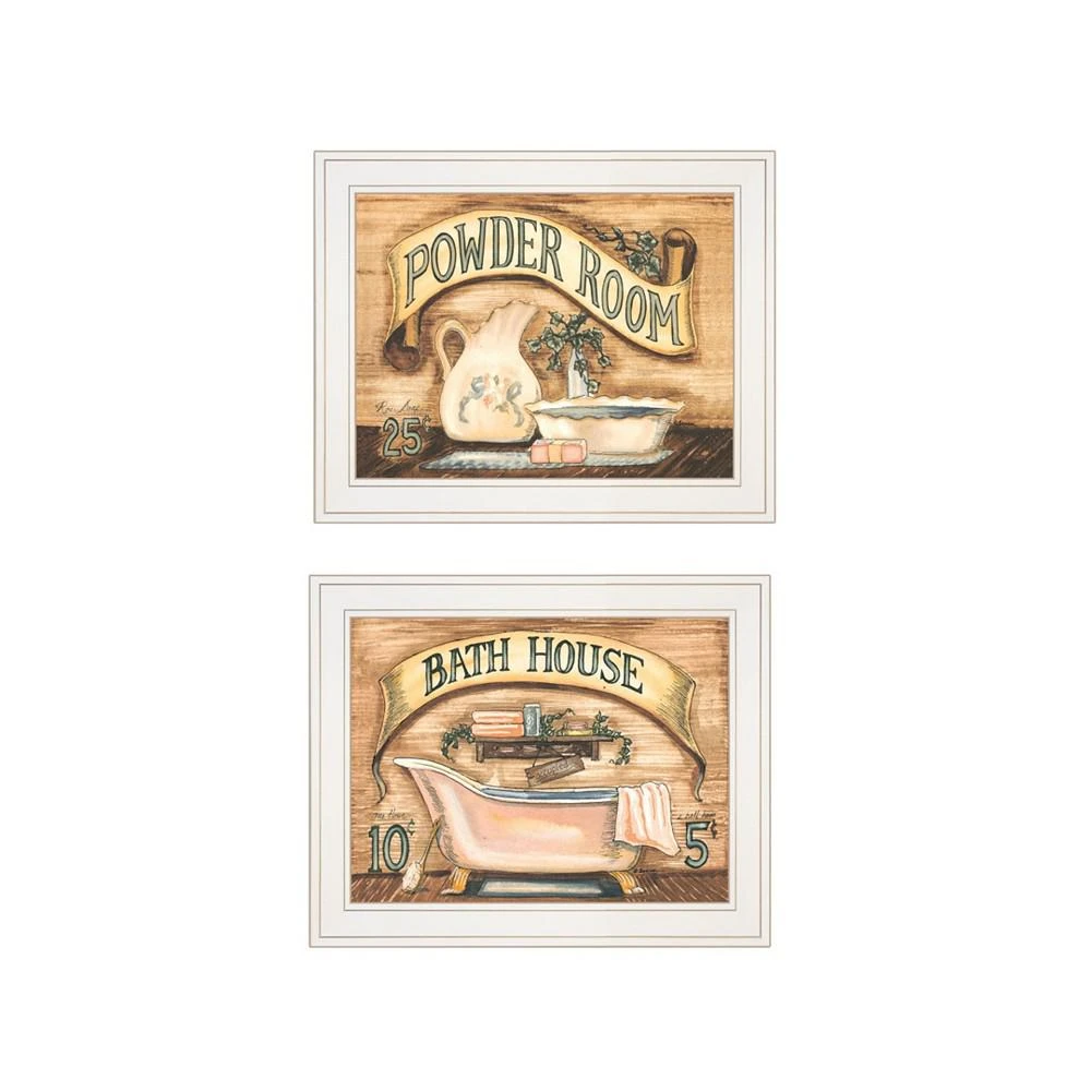 商品Trendy Décor 4U|Bath Powder Room 2-Piece Vignette by Becca Barton, White Frame, 13" x 11",价格¥696,第1张图片