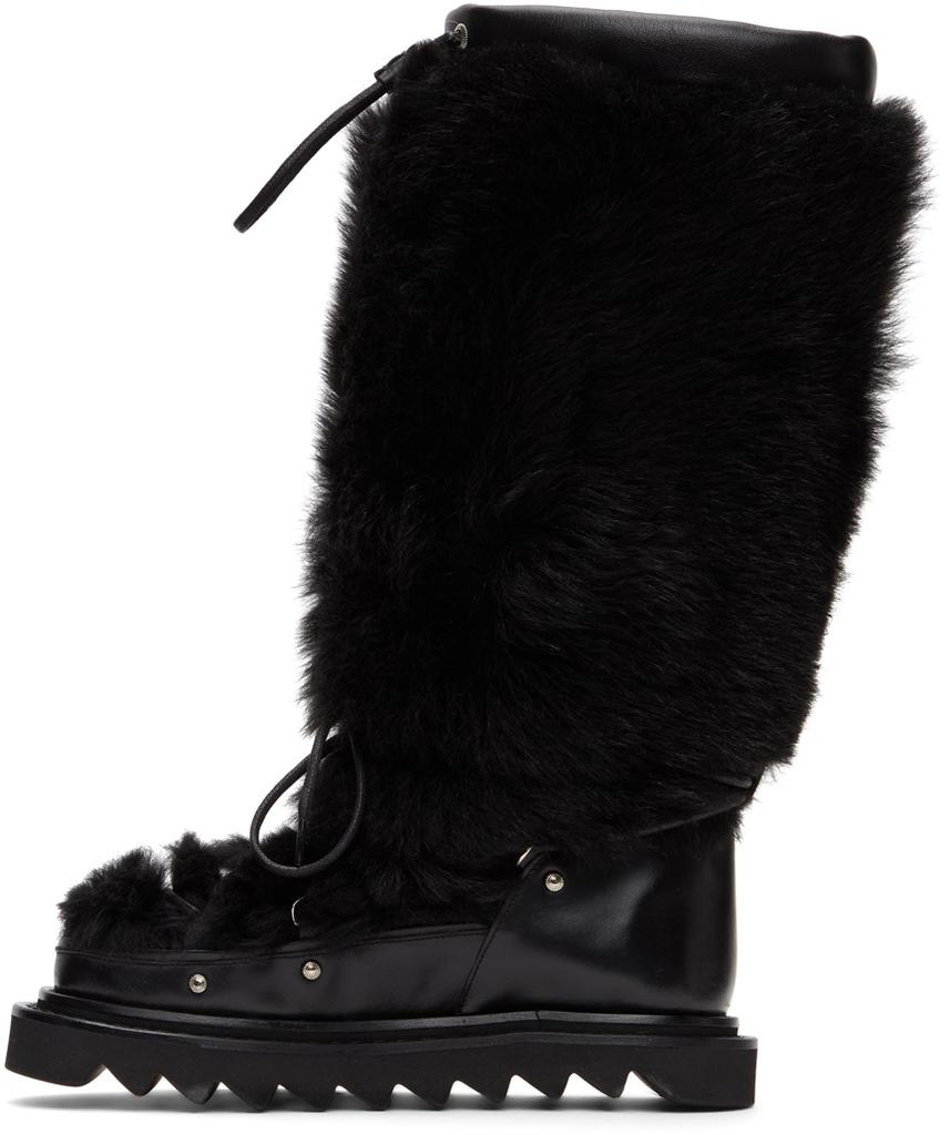Black Shearling Studded Boots商品第3张图片规格展示