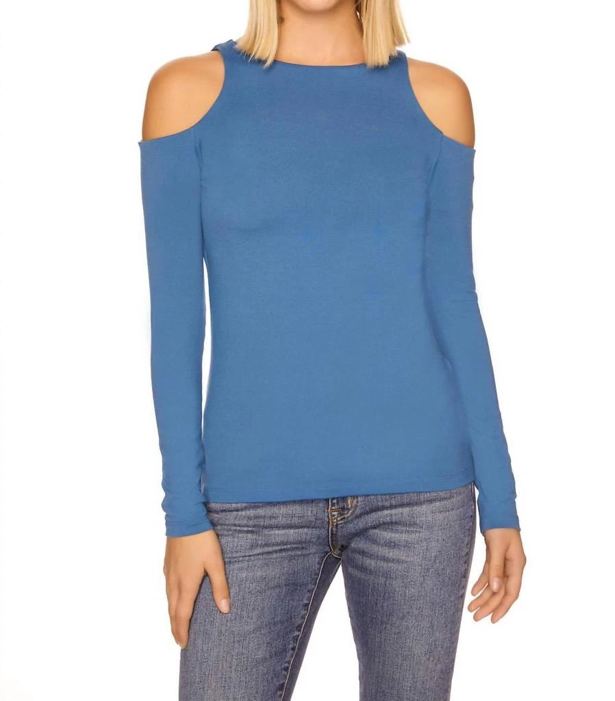 商品Susana Monaco|Open Shoulder Long Sleeve Crew Top In Taboo,价格¥736,第1张图片