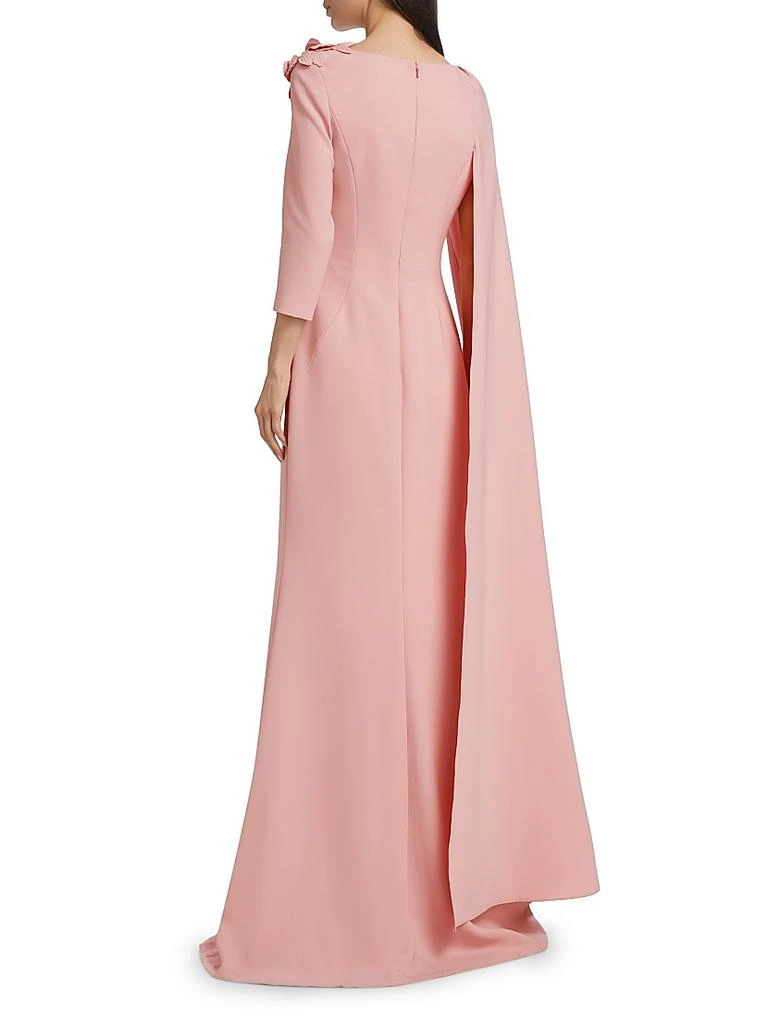 商品Teri Jon|Floral Appliqué Asymmetric Cape Gown,价格¥6436,第5张图片详细描述