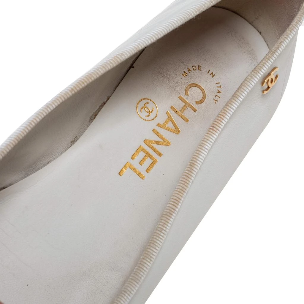 Chanel Grey/Yellow Patent And Leather Cap Toe Bow Ballet Flats Size 37 商品