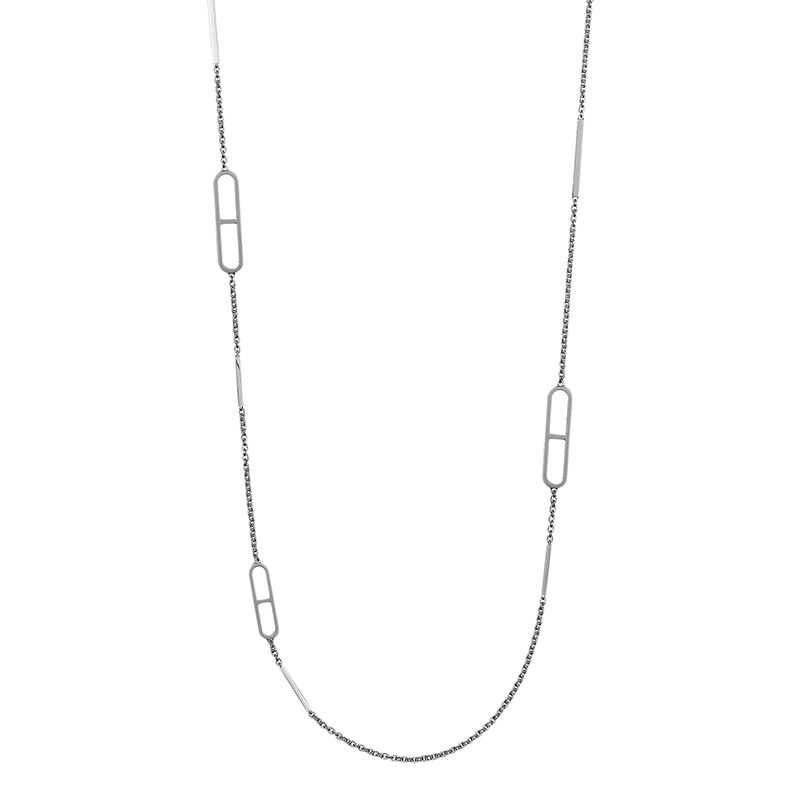 商品Hermes|HERMES/爱马仕 经典Ever Chaîne d'Ancre系列 925纯银链环长项链H116103B,价格¥9644,第1张图片