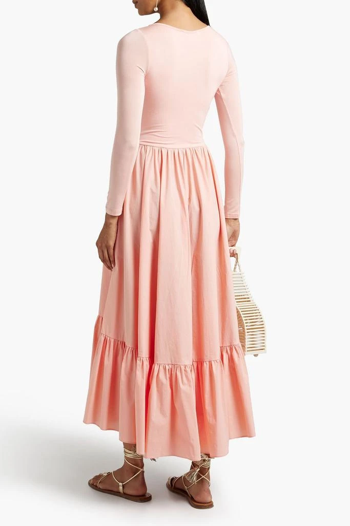 商品CAROLINE CONSTAS|Millie gathered poplin-paneled jersey midi dress,价格¥1634,第1张图片