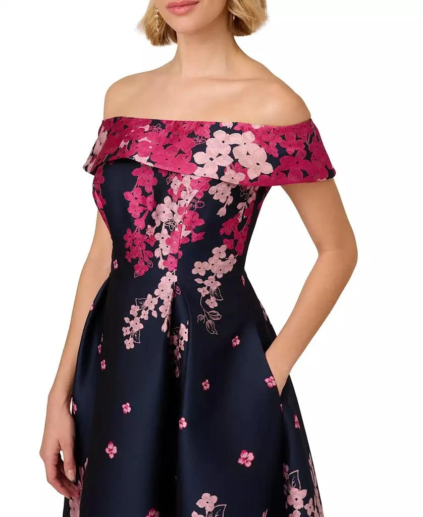 商品Adrianna Papell|Women's Floral-Print Off-The-Shoulder Dress,价格¥1302,第3张图片详细描述