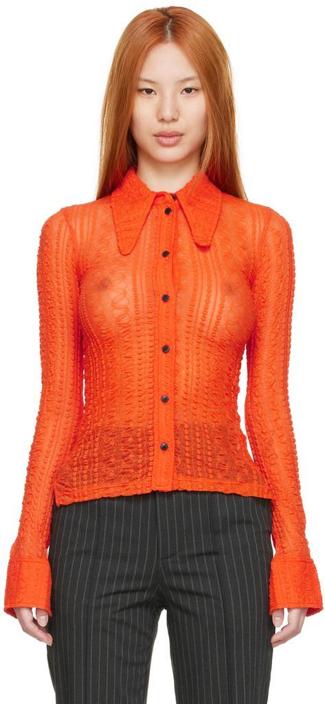 商品Ganni|Orange Recycled Nylon Shirt,价格¥857,第1张图片