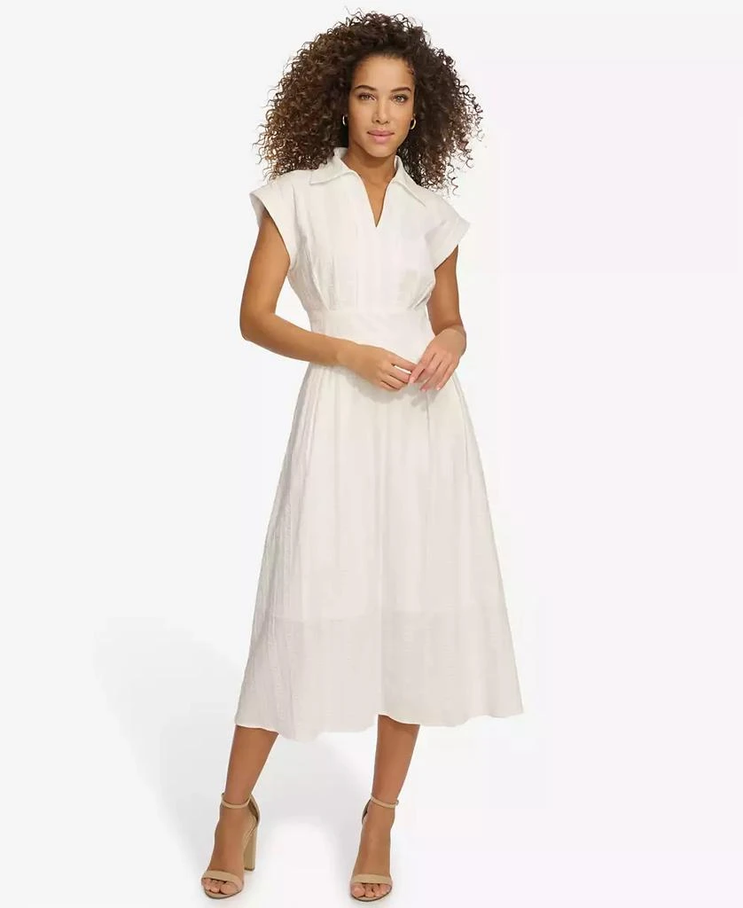 商品Kensie|Women's Textured-Stripe Collared Midi Dress,价格¥426,第1张图片