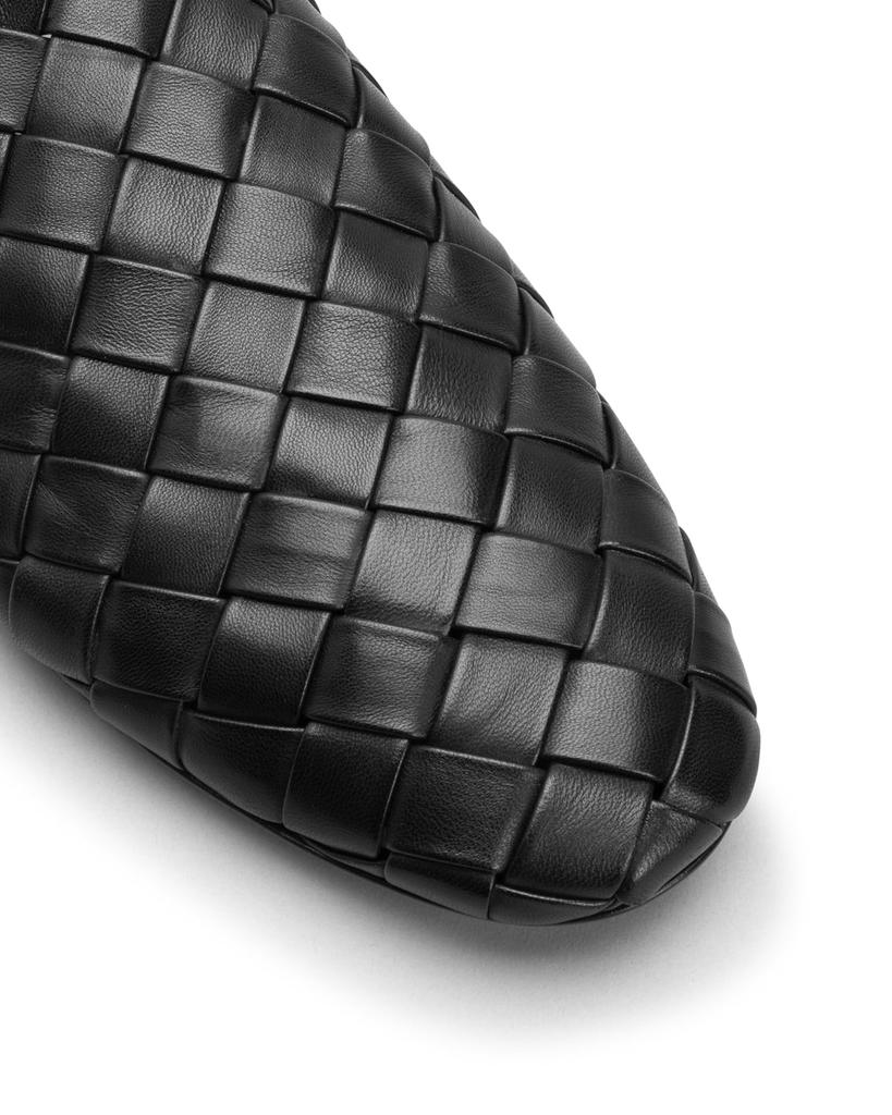 Men's Woven Leather Slippers, Black商品第4张图片规格展示