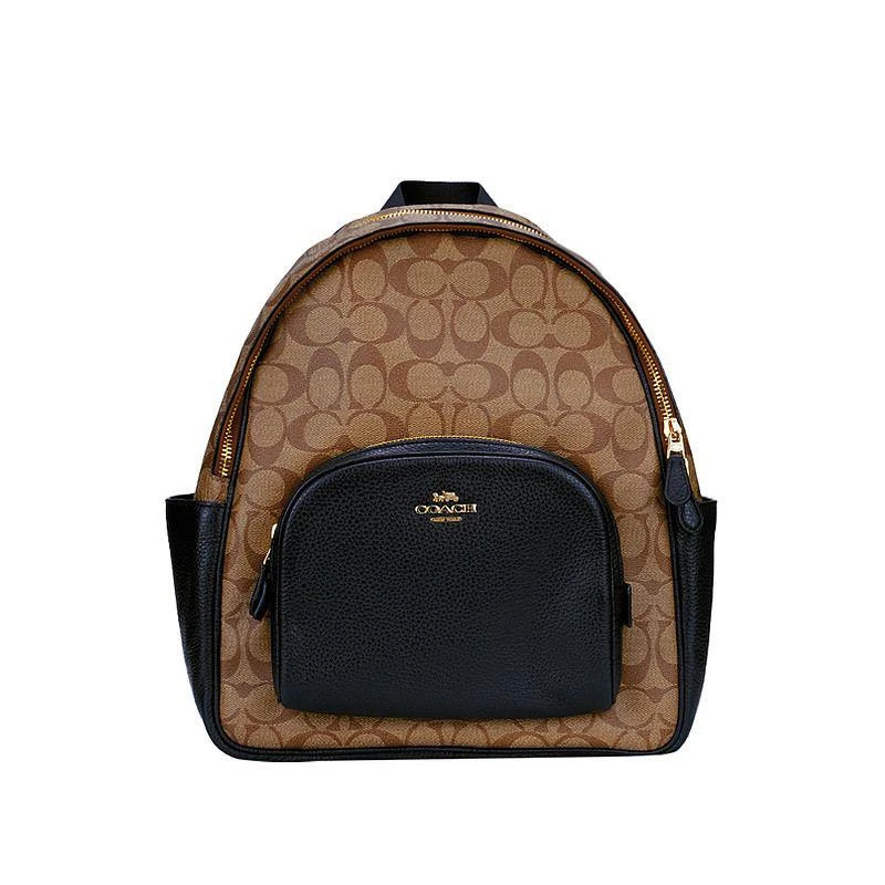 商品Coach|COACH 奥莱款大号女士PVC配皮双肩包,价格¥3189,第1张图片