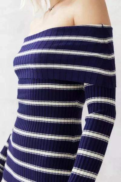 商品Urban Outfitters|UO Tori Striped Off-The-Shoulder Knit Mini Dress,价格¥524,第2张图片详细描述